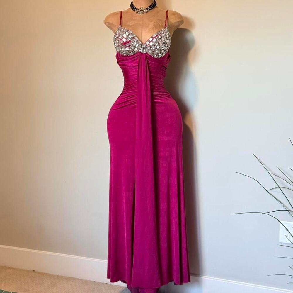 Fuchsia pink Rhinestone Dress